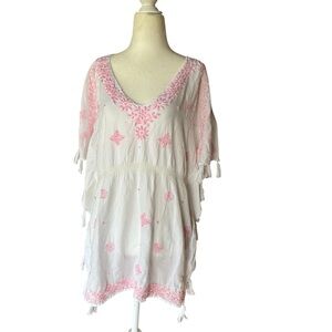 Letarte Swim Hawaii Vintage y2k beach cover up pink and white